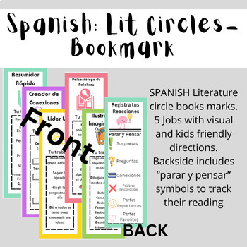 Preview of SPANISH Literature Circles Bookmarks and Task Sheets BUNDLE Deal