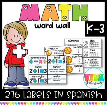 Preview of Pared de Palabras Matemáticas | Spanish Math Word Wall K-3