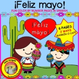 SPANISH MAY COLOR  BY NUMBER - ¡Feliz mayo! ♥TWO WAYS♥MARR