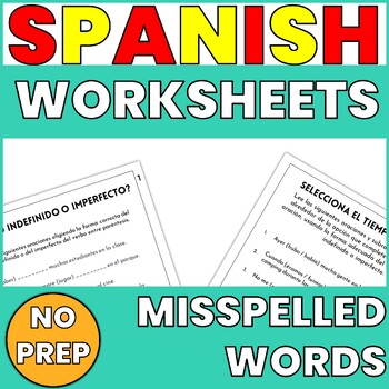 Preview of SPANISH MISSPELLED WORDS SPELLING PRACTICE WORKSHEETS - ORTOGRAFÍA