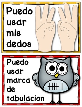 SPANISH: Math Strategy Number Posters for Kindergarten Common Core