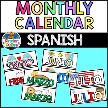 SPANISH Monthly Calendar Signs for Back to School | Bulletin Board Decor