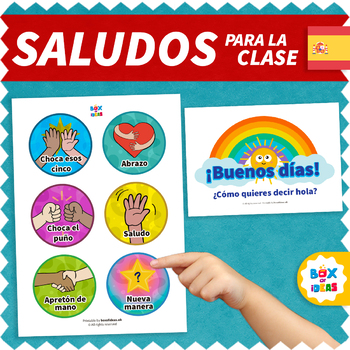 Preview of SPANISH Morning Greeting Choices Hispanic Classroom Decor (Saludos Para Clase)