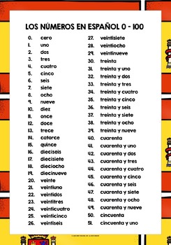 spanish numbers 1 100 list