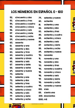 spanish numbers 0 100 reference list 1 by lively learning classroom