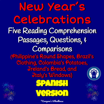 Preview of SPANISH New Year's Celebrations Reading Comprehension Passages & Questions
