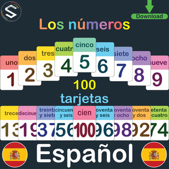Preview of SPANISH-Numbers flash cards ( Los números del 1 al 100 )- Español