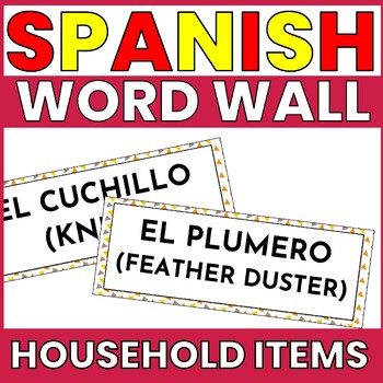 Preview of SPANISH OBJETOS Y PARTES DE LA CASA HOUSEHOLD ITEMS VOCABULARY WORD WALL POSTER