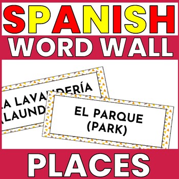 Preview of SPANISH PLACES IN TOWN MY COMMUNITY WORD WALL - LUGARES DE LA CIUDAD - WARM