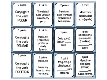 Preview of SPANISH: PRESENT SUBJUNCTIVE /TASK CARDS