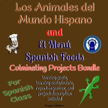 Preview of SPANISH Projects Bundle: Culminating Projects for Animales y El Menú