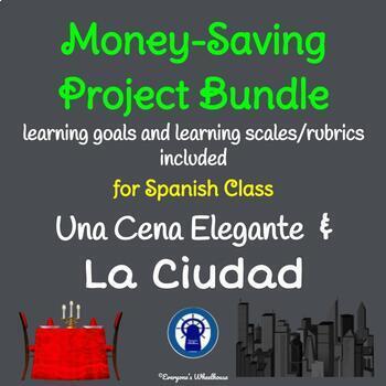 Preview of SPANISH Projects Bundle: Printable Projects for Cena Elegante and La Ciudad