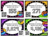 SPANISH QR Code Rounding in Tens and Hundreds Task Cards