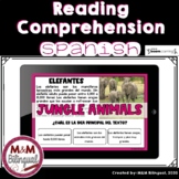SPANISH Reading Comprehension - Jungle Animals Boom Cards