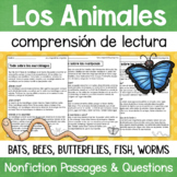SPANISH Reading Comprehension Los animales comprensión de 