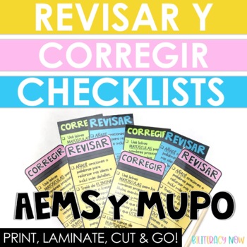 Preview of Spanish Writing Checklist - AEMS y MUPO - Revise & Edit