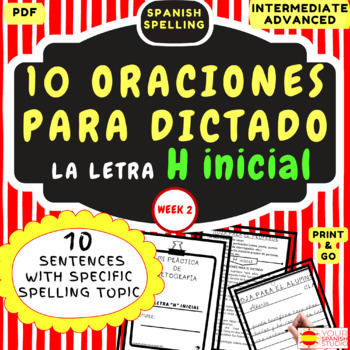 Preview of Spanish spelling dictation activities Set 2 No prep Dictado letra H inicial