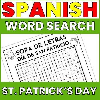 Preview of SPANISH ST. PATRICK'S DAY VOCABULARY WORD SEARCH ACTIVITY FOR MARCH