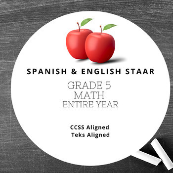 Preview of SPANISH & English STAAR Grade 5 MATH CCSS/TEKS -ENTIRE YEAR Lesson Worksheets