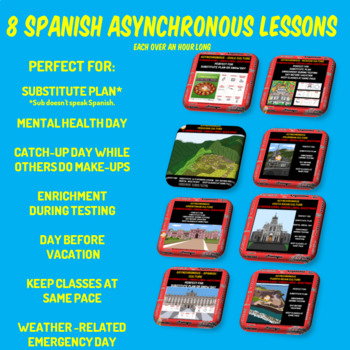 Preview of SPANISH SUBSTITUTE LESSONS, MENTAL HEALTH BREAK, VIRTUAL SNOW DAY