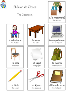 Preview of SPANISH: School Supplies and Objects Vocabulary