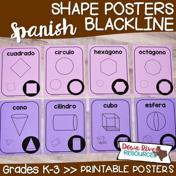 Preview of SPANISH Shape Posters  | 2D Shape Posters | 3D Solid Posters | Shape Flashcards