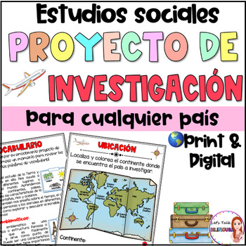 Preview of SPANISH Social Studies research project for any country - Culture - Digital