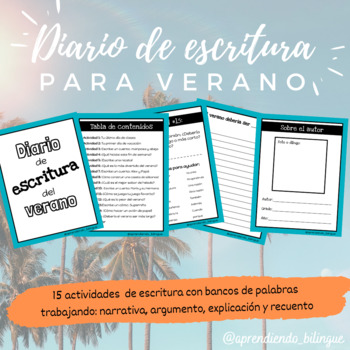 Preview of SPANISH Summer Journal - Diario de escritura de verano