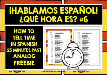 Telling Time Spanish Clock Poster for Kidseducational 