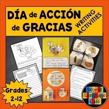 Preview of SPANISH THANKSGIVING WRITING ACTIVITIES ⭐ Día de Acción de Gracias Actividades ⭐