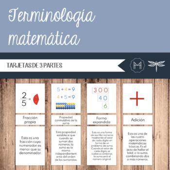 Preview of SPANISH - Terminología matemática – Tarjetas de 3 partes