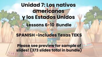 Preview of SPANISH Texas Edition Native American Unit 7  5th Grade Lessons 6-14 CKLA