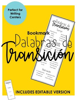 Preview of SPANISH: Transitional Words Bookmark - Writer's Workshop