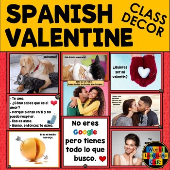 Preview of SPANISH VALENTINE BULLETIN BOARD ❤️Valentine Decorations❤️Poster Signs Memes