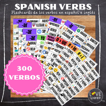 Preview of SPANISH VERBS: 300 Spanish & English Flashcard verbs