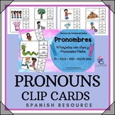 SPANISH VERSION - Pronoun Clip Cards and Poster - Grammar 
