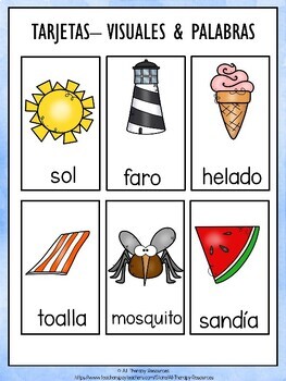 SPANISH VERSION - Summer Themed Vocabulary Language Bingo Game - End of ...