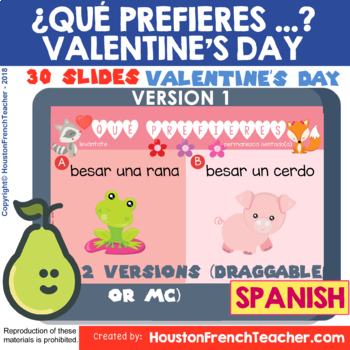 Preview of SPANISH Valentines Day Would You Rather February | Digital/Virtual Activities