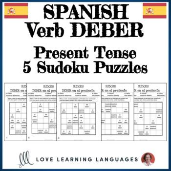 SPANISH Verb DEBER Present Tense Sudoku El verbo DEBER en presente
