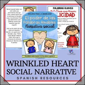 Preview of SPANISH - WRINKLED HEART SOCIAL NARRATIVE - Using Kind Words - Kindness Lesson