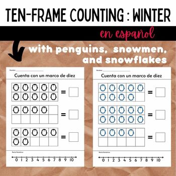 Preview of SPANISH Winter Ten-Frame Counting 1-10