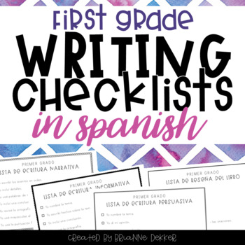 Preview of SPANISH Writing Checklists - First Grade