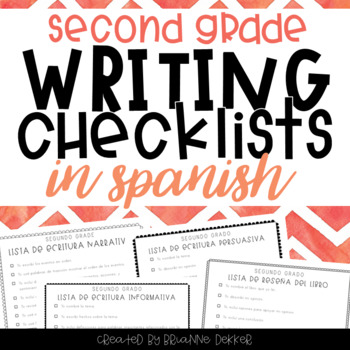 Preview of SPANISH Writing Checklists - Second Grade