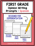 SPANISH Writing Prompts for First Grade Opinion Writing