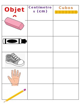 Preview of SPANISH cm and cubes measuring