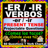 SPANISH er and ir Present Tense Verbs PROJECTABLE Question