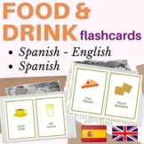 English Spanish flashcards food and drinks