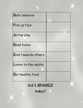Sparkle Behavior Chart By Lily S Little Learning Boutique Tpt