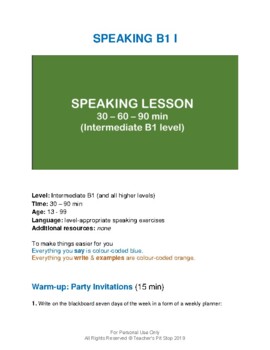 Preview of SPEAKING B1 I