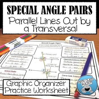 Preview of SPECIAL ANGLE PAIRS GRAPHIC ORGANIZER & PRACTICE!